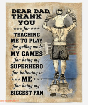 Boxing Dear Dad Thank You For Teaching Me Blanket Birthday Gift For Dad - Super King - Ettee