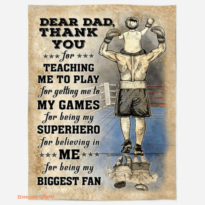Boxing Dear Dad Thank You For Teaching Me Blanket Birthday Gift For Dad - Super King - Ettee