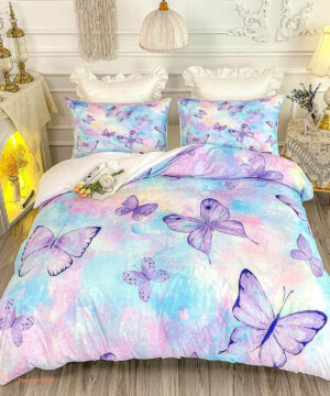 Butterfly Bedding Rainbow Butterfly Bedding Set. Luxurious Smooth And Durable - King - Ettee