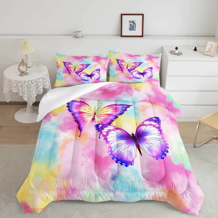 3D - Butterfly Bedding Set. Luxurious Smooth And Durable. Lightweight And Smooth Comfort - King - Ettee