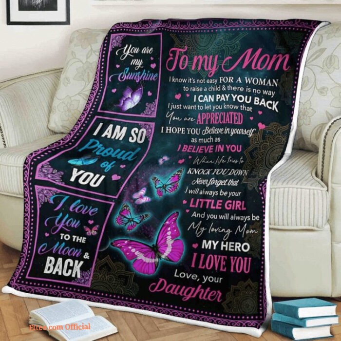 Butterfly Blanket To My Mom Anniversary Are My Sunshine My Loving Mom - Super King - Ettee