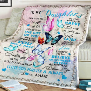 Butterfly Quilt Blanket To My Daughter. Lightweight And Smooth Comfort - Super King - Ettee