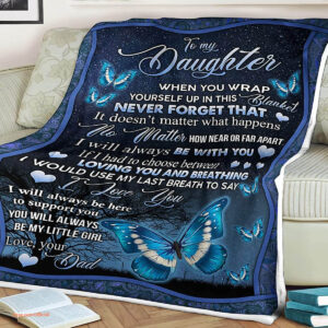 Butterfly Quilt Blanket To My Daughter. Foldable And Compact - Super King - Ettee