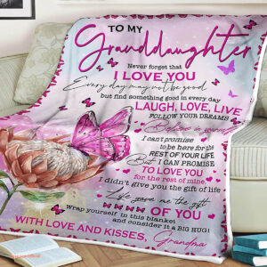 Butterfly Quilt Blanket To My Granddaughter Never Forget. Foldable And Compact - Super King - Ettee