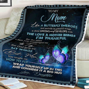 Butterfly Quilt Blanket To My Mom The Love a Mother. Foldable And Compact - Super King - Ettee