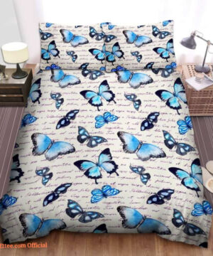 3D - Art Butterfly Blue Bedding Set Gift For Family - King - Ettee