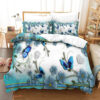 Butterfly Blue Butterfly Plum Branch Bedding Set. Luxurious Smooth And Durable - King - Ettee