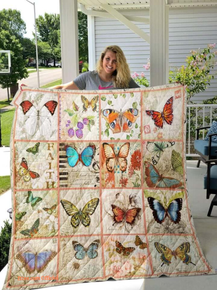 Butterfly Collection On Flowers Quilt Blanket Great - Super King - Ettee