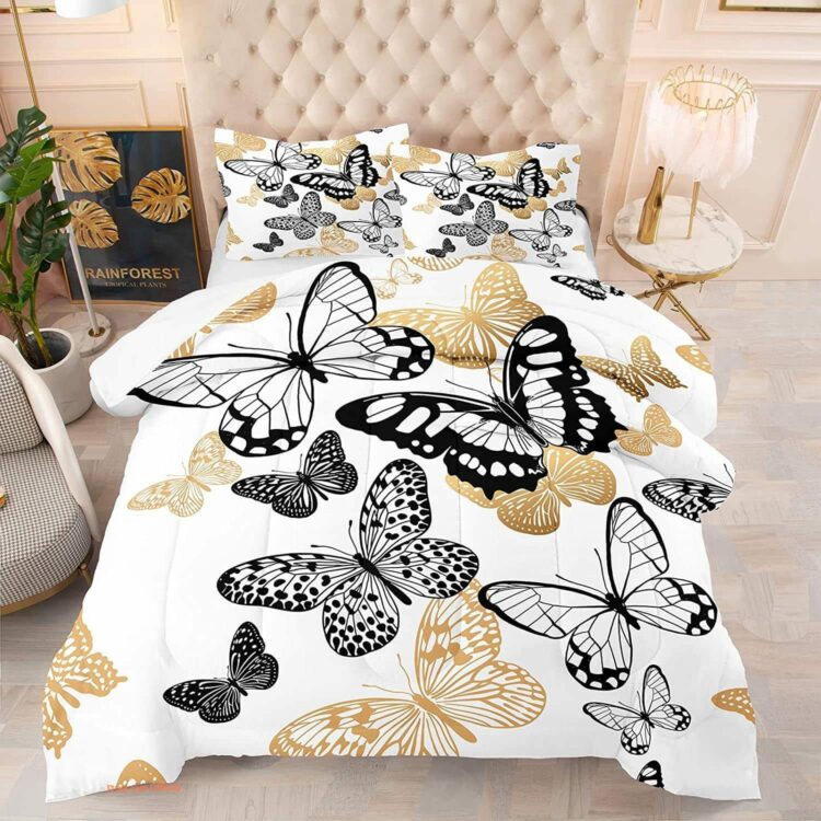 Butterfly Comforter Adults Ultra Soft Flying Butterflies Pattern Bedding Sets - King - Ettee