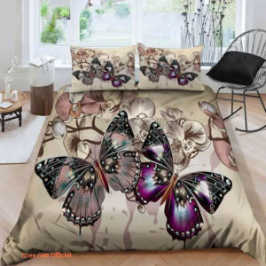 Butterfly Cotton Bed Sheets - Comforter Bedding Sets for a Cozy Sleep - King - Ettee