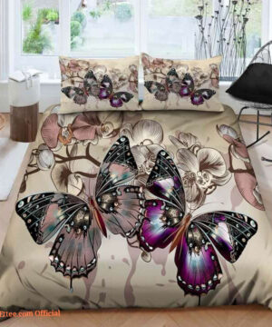 Butterfly Cotton Bed Sheets - Comforter Bedding Sets for a Cozy Sleep - King - Ettee