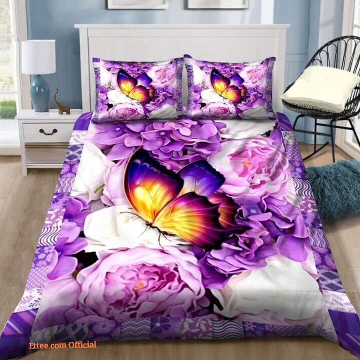 Butterfly Cotton Bed Sheets Spread Comforter Bedding Sets Gift - King - Ettee