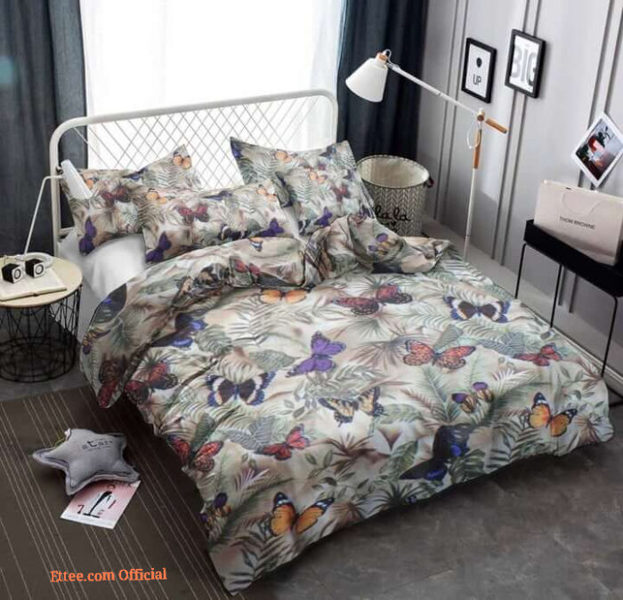 Butterfly Cotton Bed Sheets Spread Comforter  Bedding Sets Gift For Women - King - Ettee