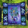 Butterfly Dreamcatcher Blue Butterflies Filling The Dreamcatcher Quilt Blanket - Super King - Ettee