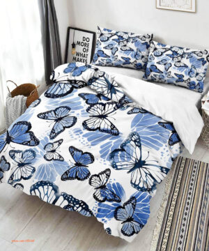 Butterfly Blue Butterfly Bedding Set. Luxurious Smooth And Durable - King - Ettee