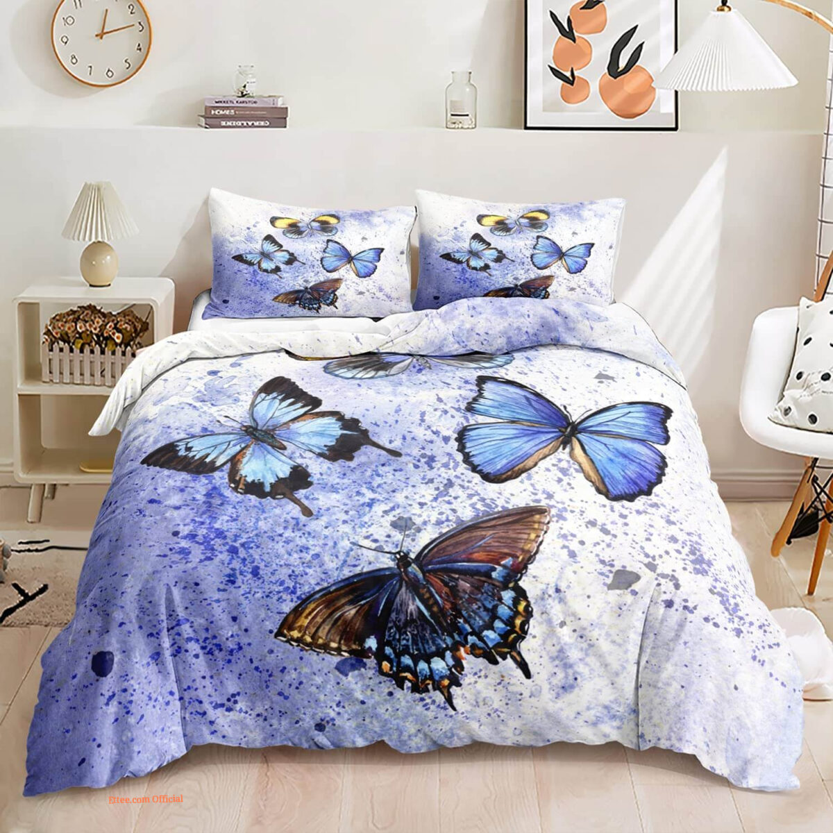 Butterfly Purple Butterfly Bedding Set. Luxurious Smooth And Durable - King - Ettee
