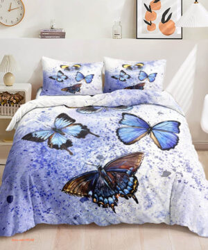 Butterfly Purple Butterfly Bedding Set. Luxurious Smooth And Durable - King - Ettee