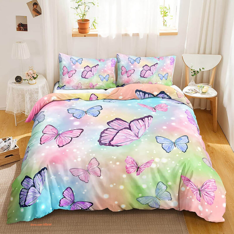 Butterfly Tie Dye Butterfly 3 Piece Kid Bedding Set - King - Ettee