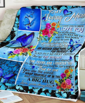 Butterfly Flower Quilt Blanket To My Loving Mom. Light And Durable. Soft To Touch - Super King - Ettee