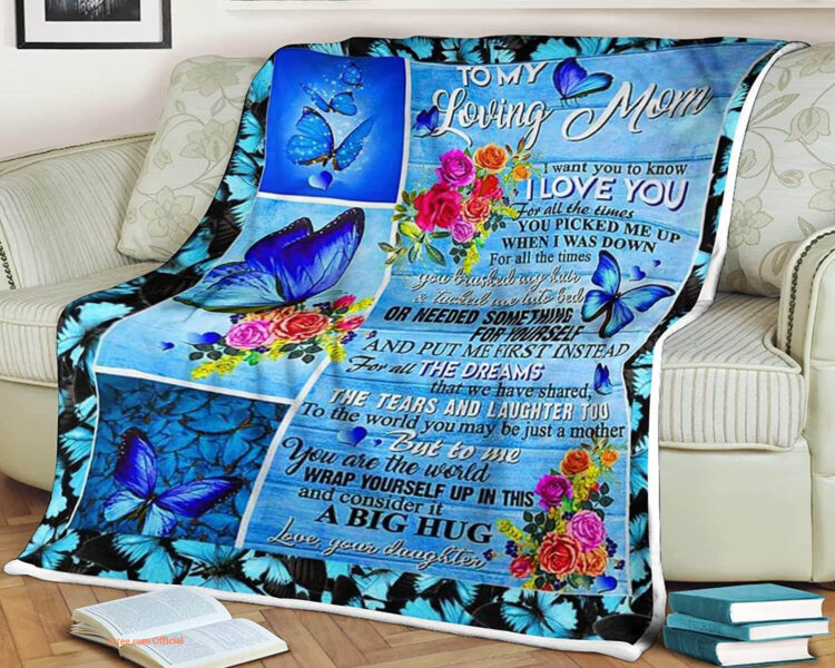 Butterfly Flower Quilt Blanket To My Loving Mom. Light And Durable. Soft To Touch - Super King - Ettee