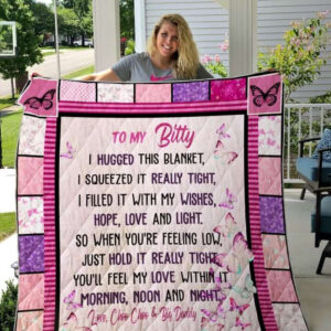 Butterfly Granddaughter From Grandma I Hugged This Blanket Quilt Blanket - Super King - Ettee