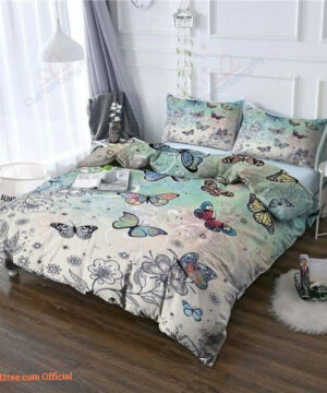 Butterfly In Digital Artwork All Over Printed Bed Sheets Spread Comforter Bedding Sets - King - Ettee