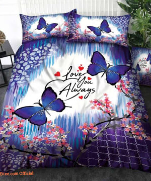 Butterfly Love You Always Bedding Set Bed Sheets Spread Comforter Bedding Sets - King - Ettee