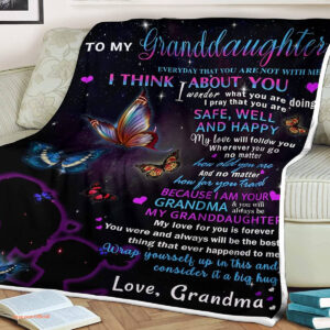 Butterfly Night Quilt Blanket To My Granddaughter. Foldable And Compact - Super King - Ettee