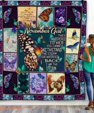 Butterfly November Girl Quilt Blanket. Luxurious Super Soft Quilt Blanket - Super King - Ettee