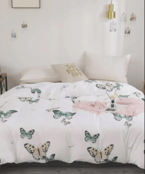 Butterfly Print Cotton Bed Sheets Spread Comforter Bedding Sets - King - Ettee