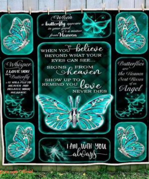 Butterfly Silver Theme I Am With You Always Quilt Blanket - Super King - Ettee