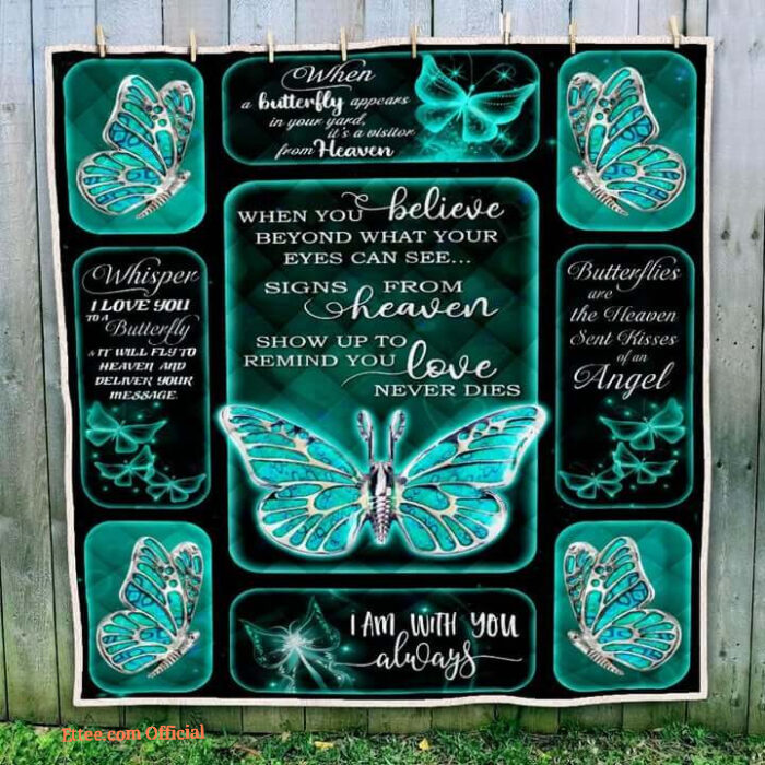 Butterfly Silver Theme I Am With You Always Quilt Blanket - Super King - Ettee
