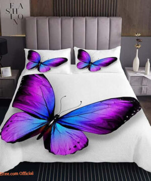 Butterfly White Bed Sheets Bedding Sets - King - Ettee