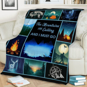 Camp Quilt Blanket The Mountains Are Calling And I Must Go. Foldable And Compact - Super King - Ettee