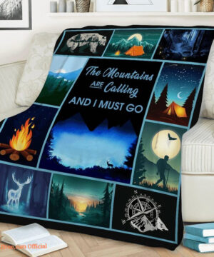 Camp Quilt Blanket The Mountains Are Calling And I Must Go. Foldable And Compact - Super King - Ettee