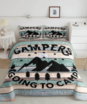 Camper Bedding Set Happy Camping Comforter Set Camping Car - King - Ettee