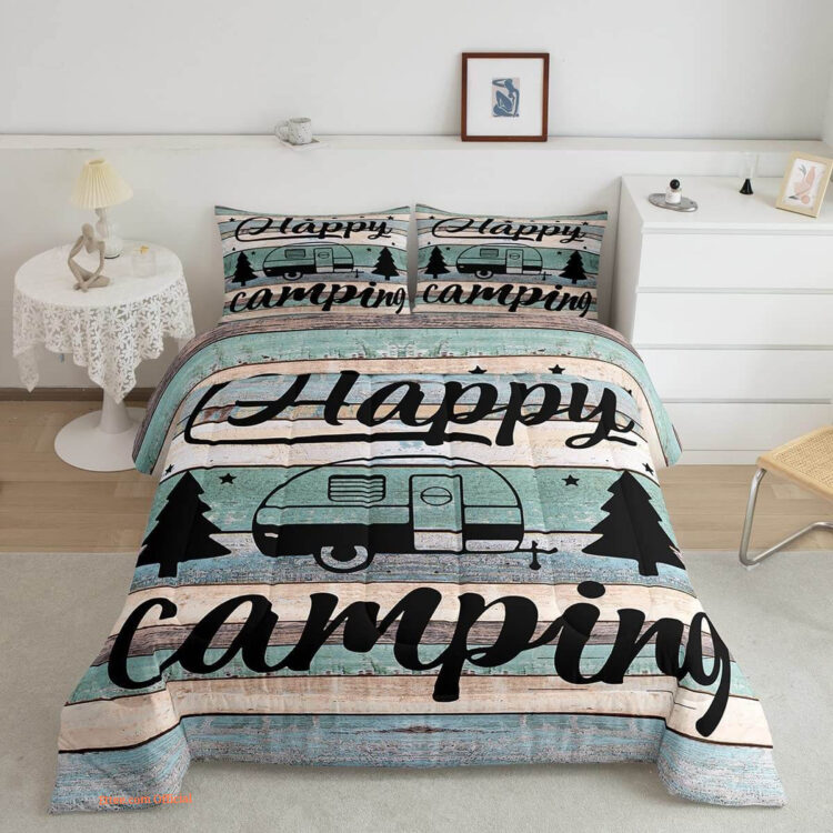 Camper Comforter King Size Happy Camping Bedding Set - King - Ettee