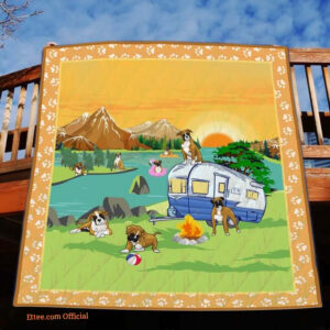 Camping Boxer By The River Quilt Blanket Great Customized Blanket Gifts For Birthday Christmas Thanksgiving - Ettee - Birthday