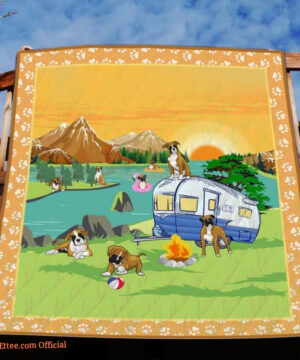 Camping Boxer By The River Quilt Blanket Great Customized Blanket Gifts For Birthday Christmas Thanksgiving - Ettee - Birthday