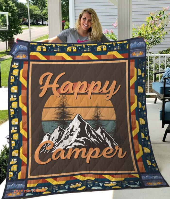 Camping Happy Camper Quilt Blanket Great Customized Blanket Gifts For Birthday Christmas Thanksgiving - Ettee - Birthday
