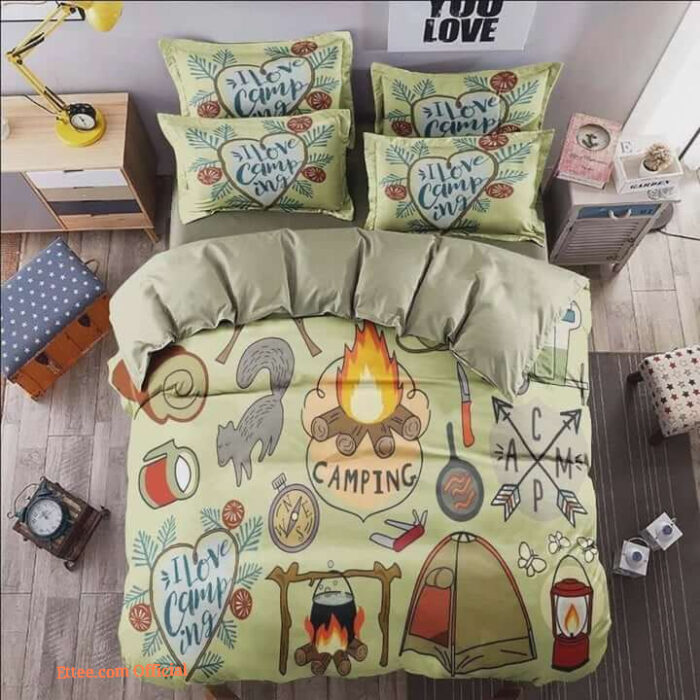 Camping Lovers Cotton Bed Sheets Spread Comforter Duvet Cover Bedding Sets - Twin - Ettee