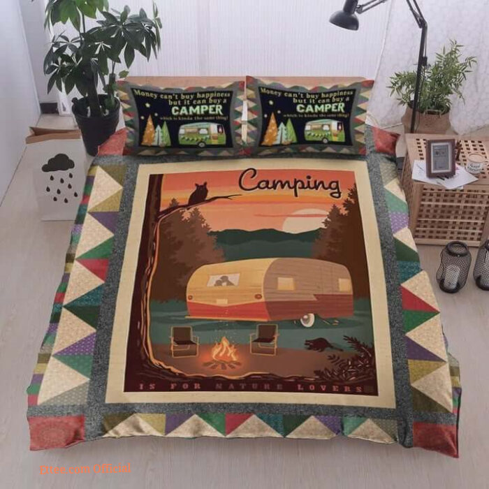 Camping Money Can Buy A Camper Cotton Bed Sheets Spread Comforter Duvet Cover Bedding Sets - Ettee - Bedding Sets