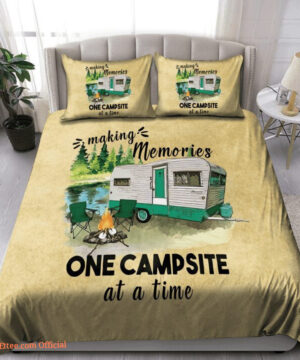 Camping One Campsite At A Time Bed Sheets Spread Comforter Duvet Cover Bedding Sets - King - Ettee