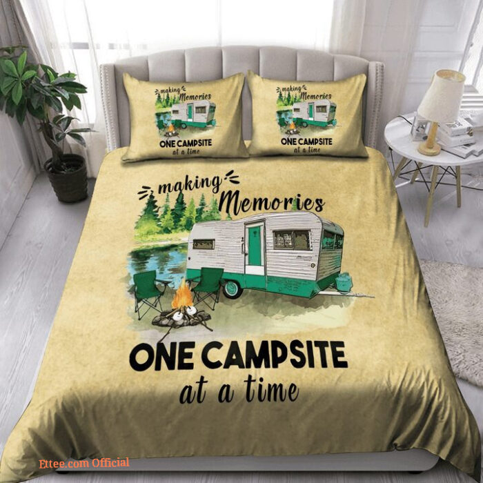 Camping One Campsite At A Time Bed Sheets Spread Comforter Duvet Cover Bedding Sets - King - Ettee