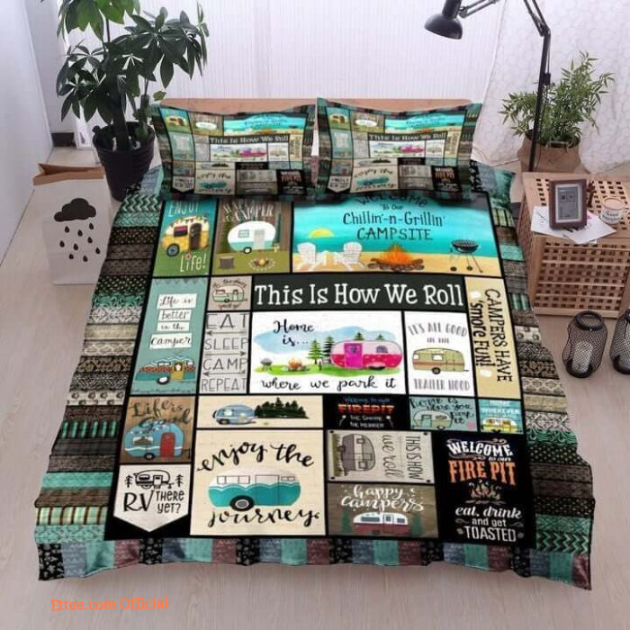 Camping This Is How We Roll Cotton Bed Sheets Spread Comforter Duvet Cover Bedding Sets - King - Ettee