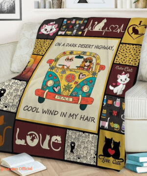 Cat And Girl Quilt Blanket On A Dark Desert Highway Cool Wind In My Hair - Super King - Ettee