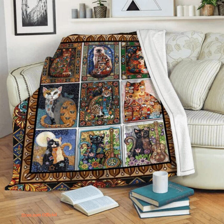 Cat Painting Quilt Blanket. Light And Durable. Soft To Touch - Super King - Ettee