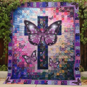 Christian Butterfly Patchwork Quilt Blanket - Super King - Ettee