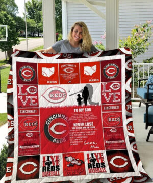 Cincinnati Reds.To My Son.Love Mom Quilt Blanket - Ettee - Cincinnati Reds