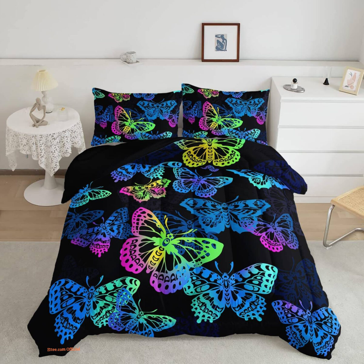 Colorful Butterflies Bedding Set - Twin Size Kids Bed Set - King - Ettee